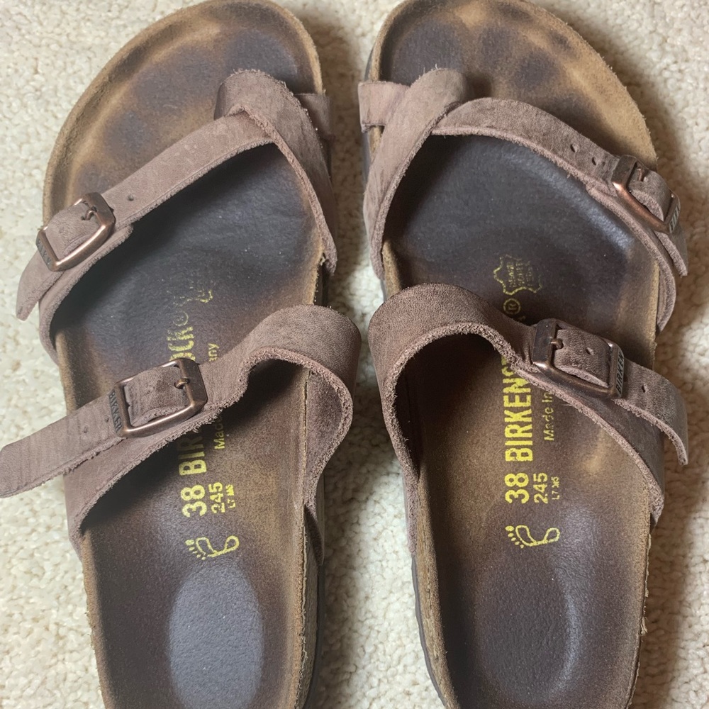 brown leather mayari birkenstock’s size 38